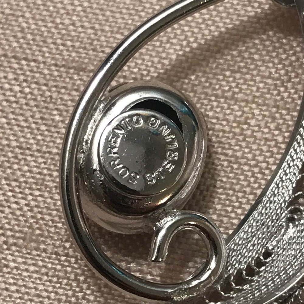 vtg Sorrento filigree Sterling hematite Pendant - Picture 5 of 7
